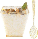 WDF 8oz Gold Glitter Plastic Dessert Cups